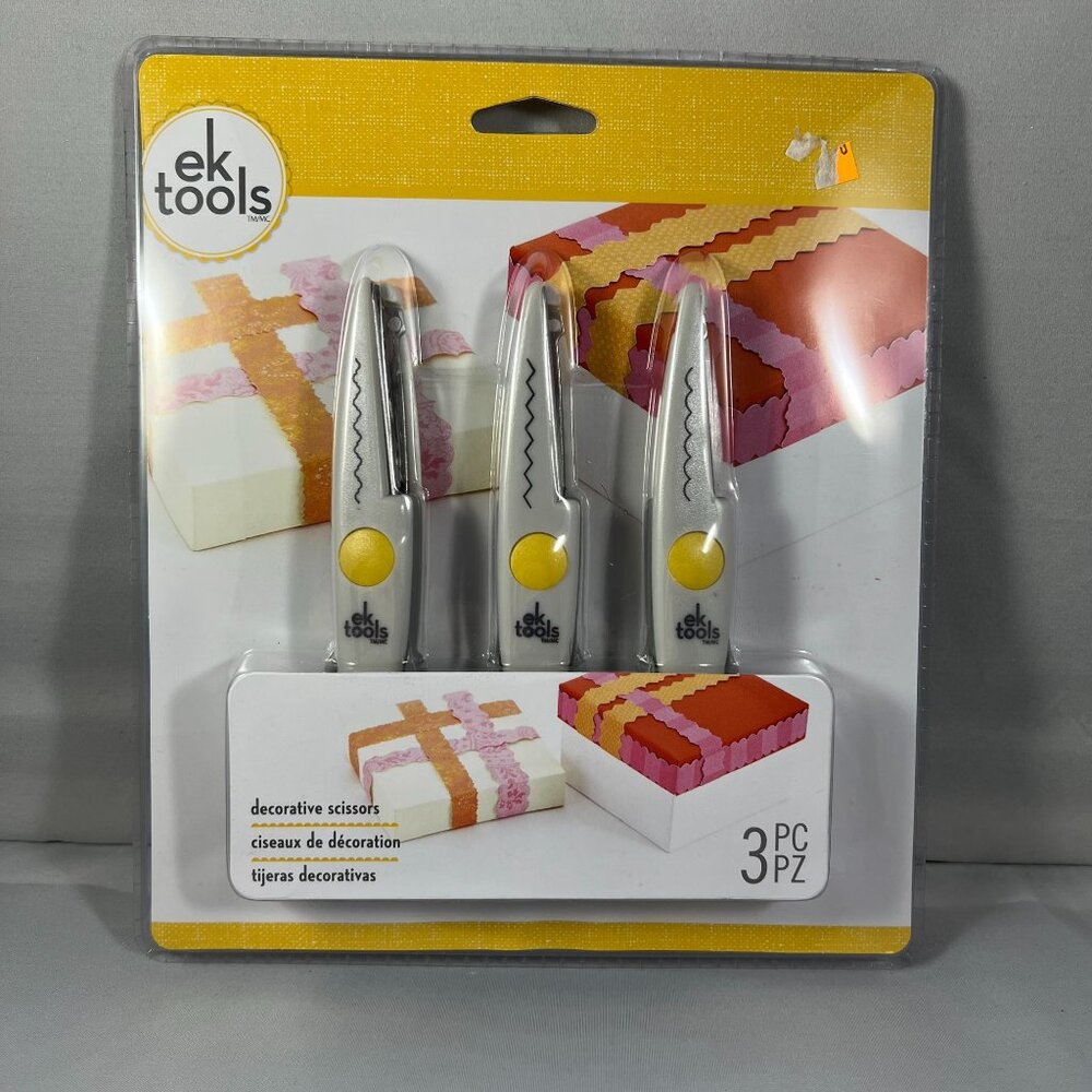Ek Tools Decorative Scissors Set 3 Pc For Crafting & Scrapbooking Scallop Ribbon